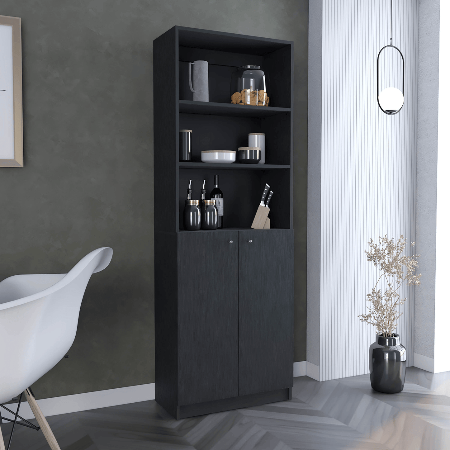 FyxenDesigns™ Home 2-Door Bookcase With Open Shelves