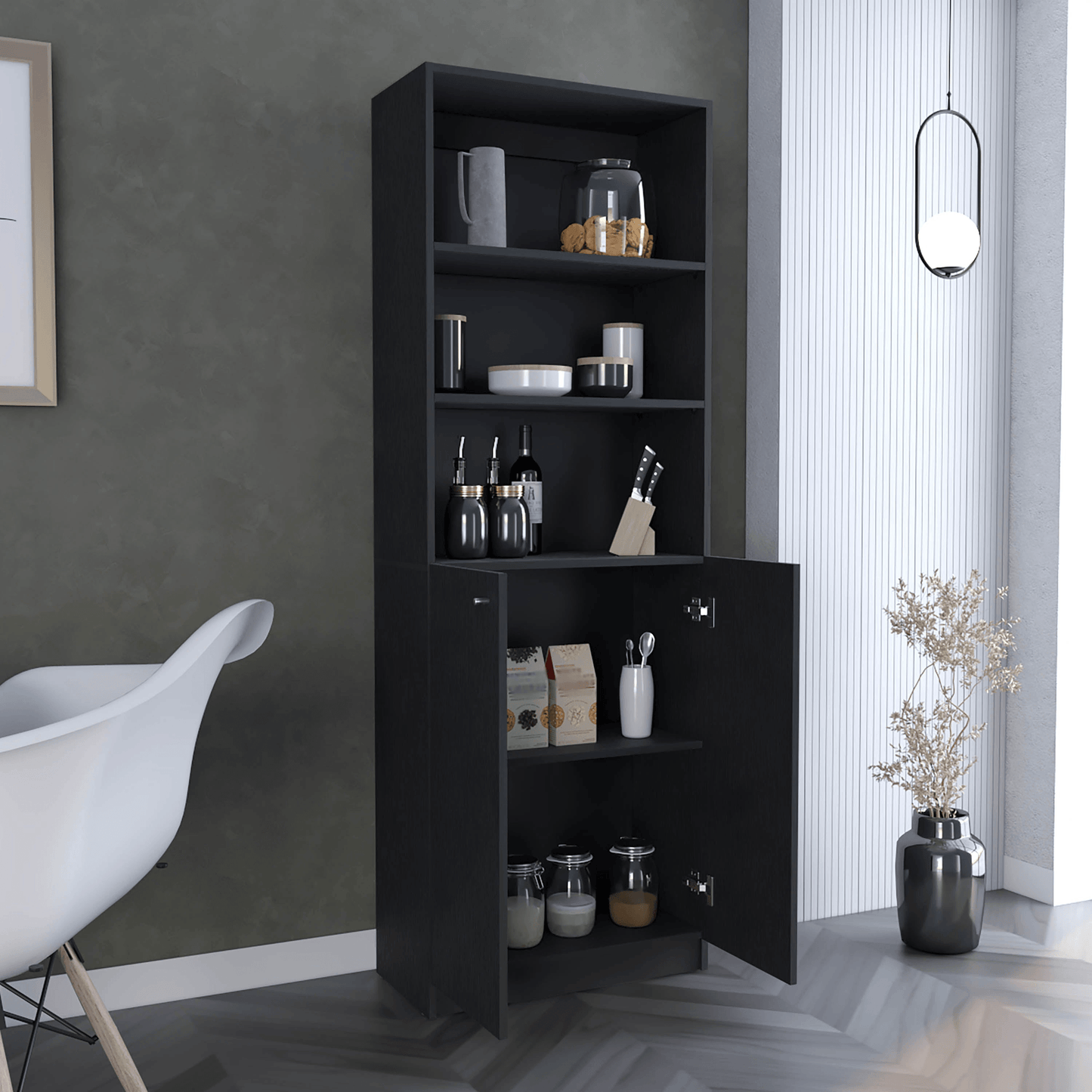 FyxenDesigns™ Home 2-Door Bookcase With Open Shelves