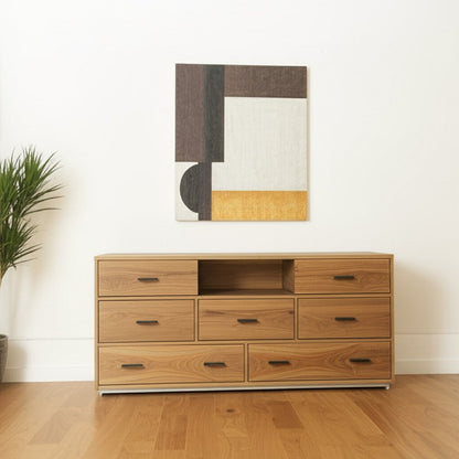 63" Walnut Six Drawer Combo Dresser