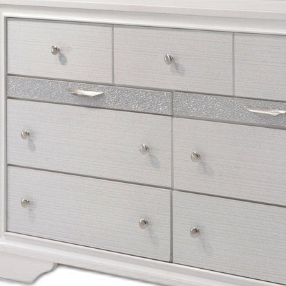 White Manufactured Wood Nine Drawer Triple Dresser